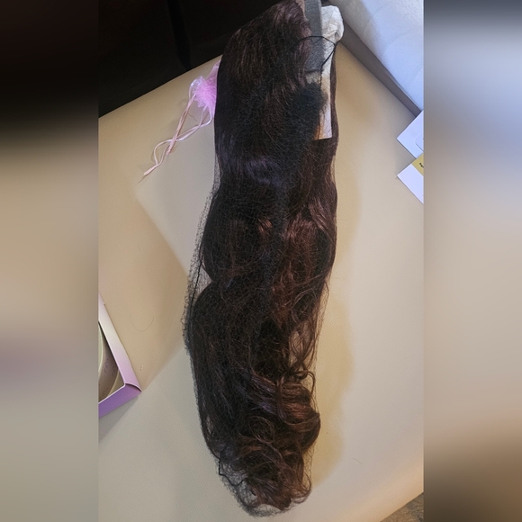 Megalook 26 Inch  Brown Wavy Human Hair Wig - Picture 13 of 14